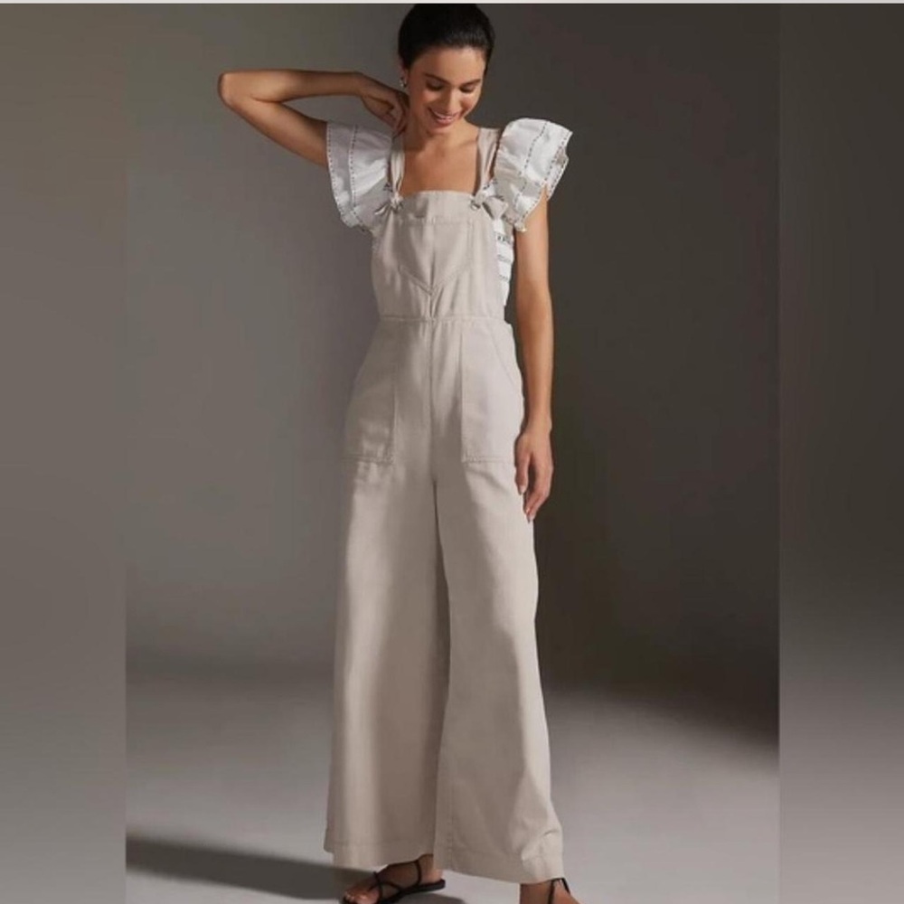 Anthropologie Cream/Tan Jumpsuit Romper – Size L – Worn Once – Sold Out